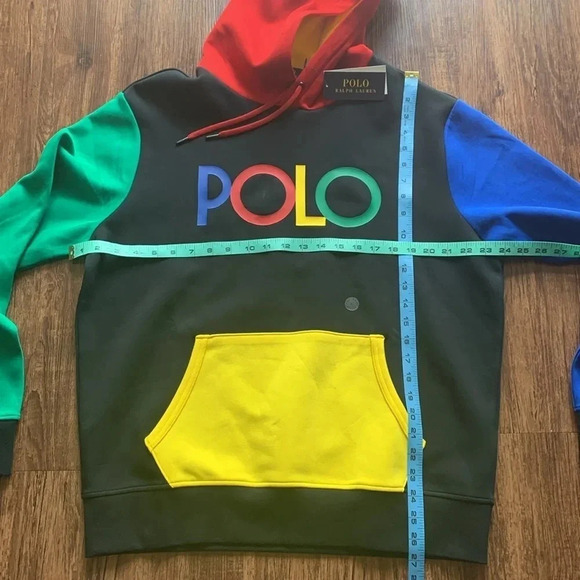 Polo Ralph Lauren Hoodie ColorBlock Multicolor Size Large New - Picture 2 of 6